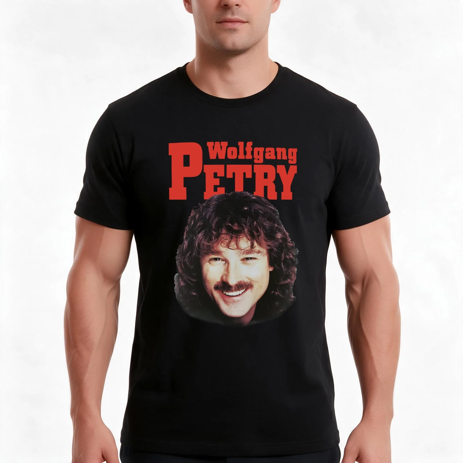 wolfgang petry T-Shirt, Summer Casual Cotton Tee, Oversized Streetwear Tops, Vintage Graphic Print, Loose Fit Short Sleeve