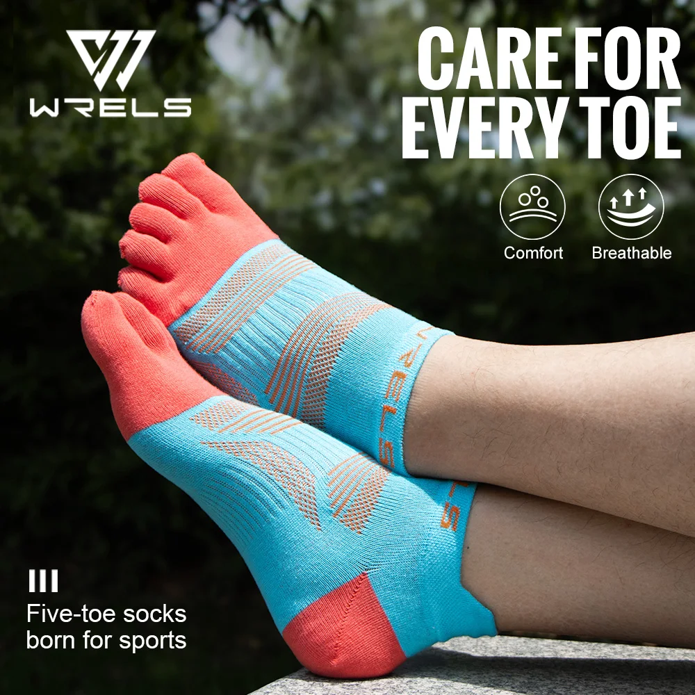 WRELS Toe Socks Running Socks for Men Women Athletic Breathable Five Finger Socks High Performance Athletic  Five Toe Socks