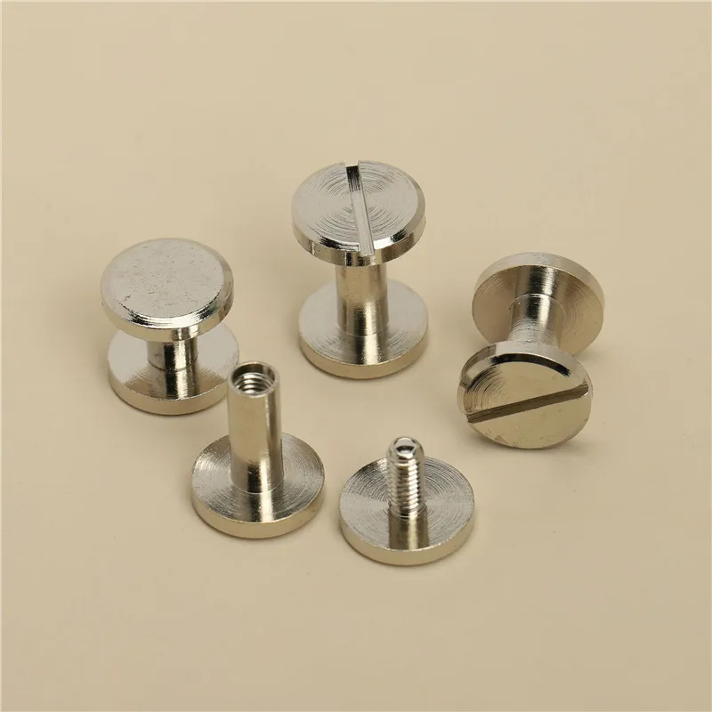 3PCS Pure copper silver plated belt screw, flat head nail, DIY handmade luggage, leather goods, bag hardware accessories