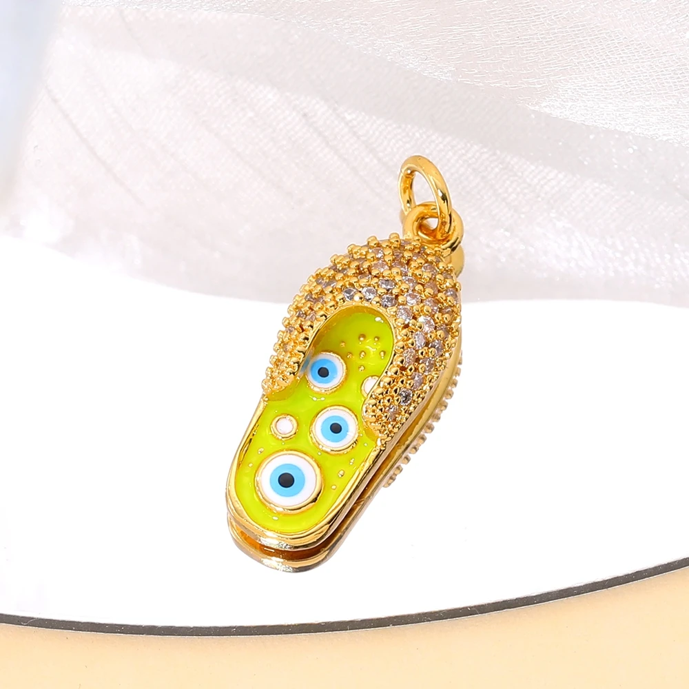 Juya Handwerk Bunte Emaille Anhänger Hausschuhe Hamsa Fatima Türkische Griechische Bösen blick Charms Für DIY Mode Schmuck Machen – Detail 11