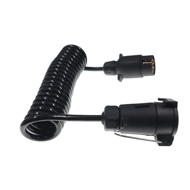 

Вилка прицепа, европейский 7-жильный спиральный кабель, адаптер вилки прицепа для автофургона, прямая линия 2 метра