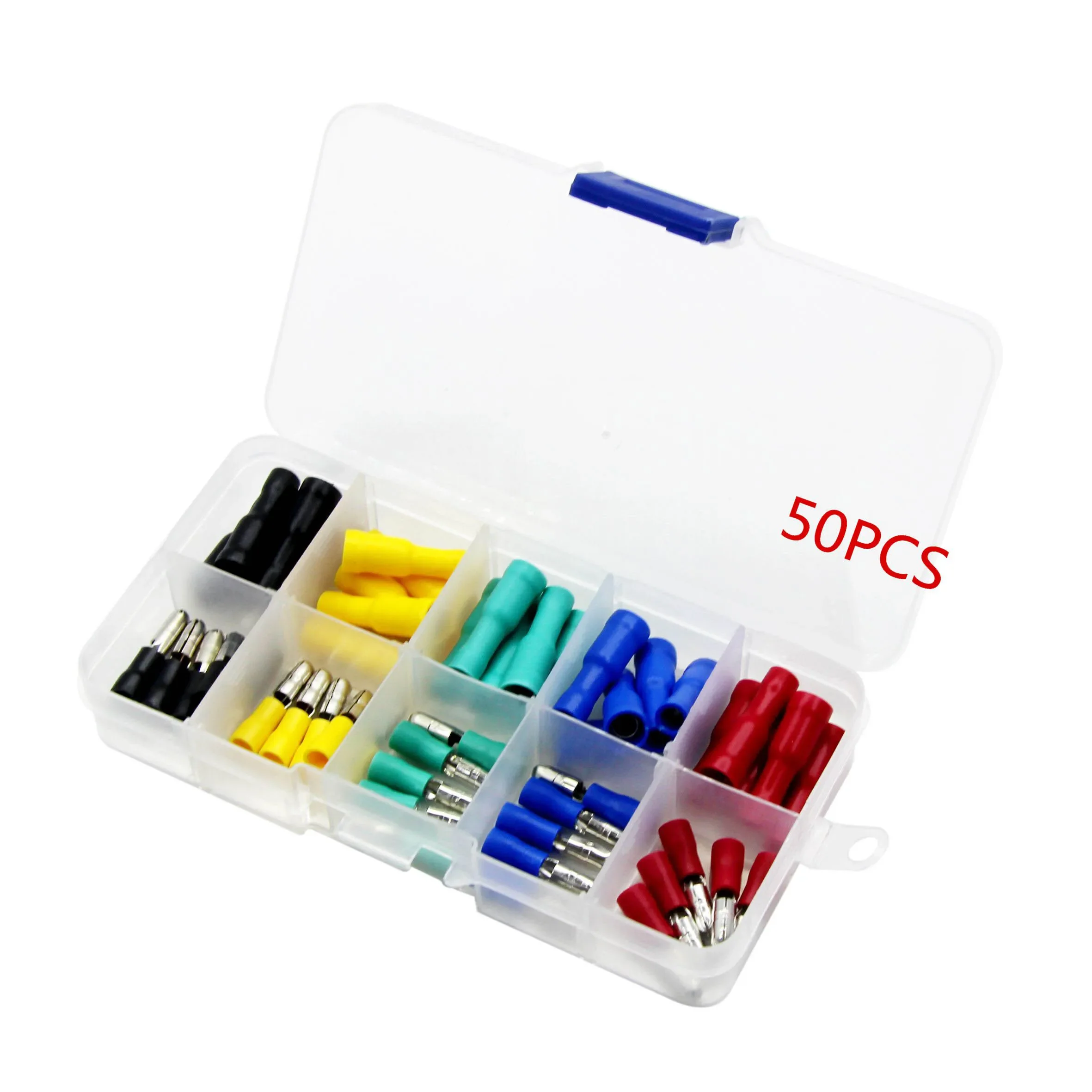 50pcs/100pcsColor Polyolefin Shrink Heat Shrinkable Tube Wire  Cable Insulation Sleeve Group/16~14AWG Male Female Bullet Connect
