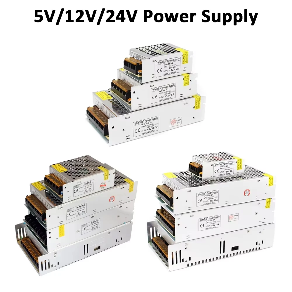 5V 12V 24V LED Power Supply AC 110V 220V to DC 5V 12V 24V LED Strip Light 12 Volt Switch Adapter Driver Electronic Transformer