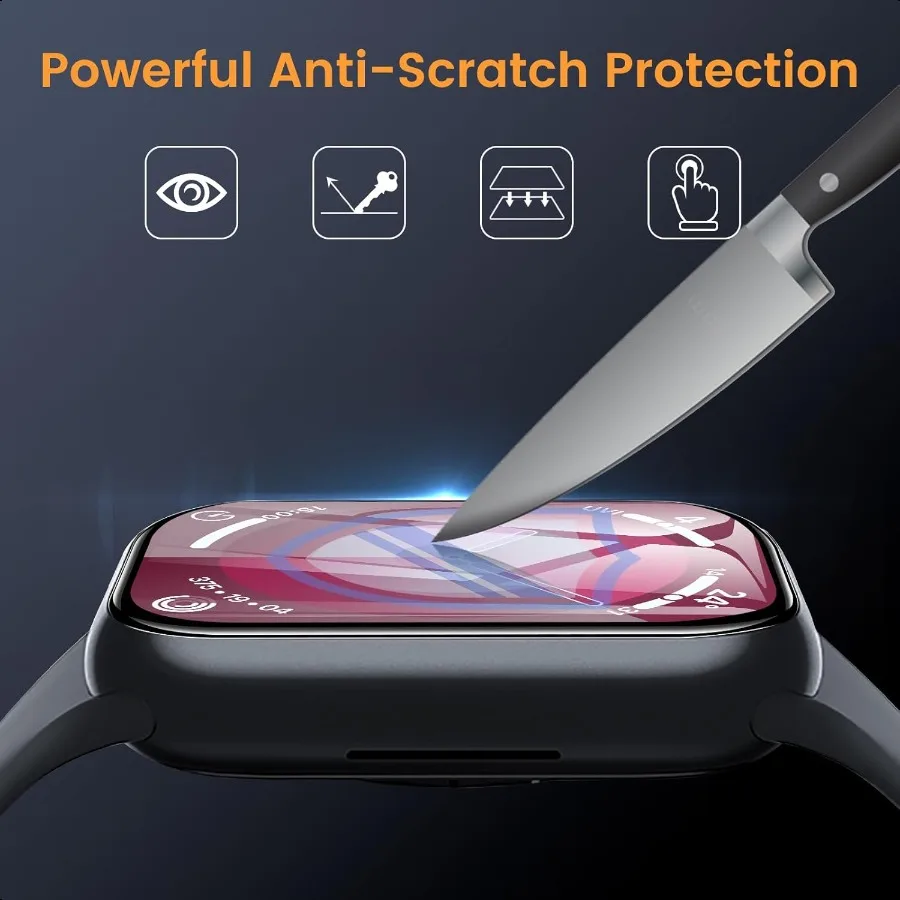 YMHML 3 عبوات لساعة Apple Watch Series 9 واقي شاشة 41 ملم [فقاعة صفر] ترقية تغطية كاملة ثلاثية الأبعاد HD طبقة شفافة مقاومة للماء