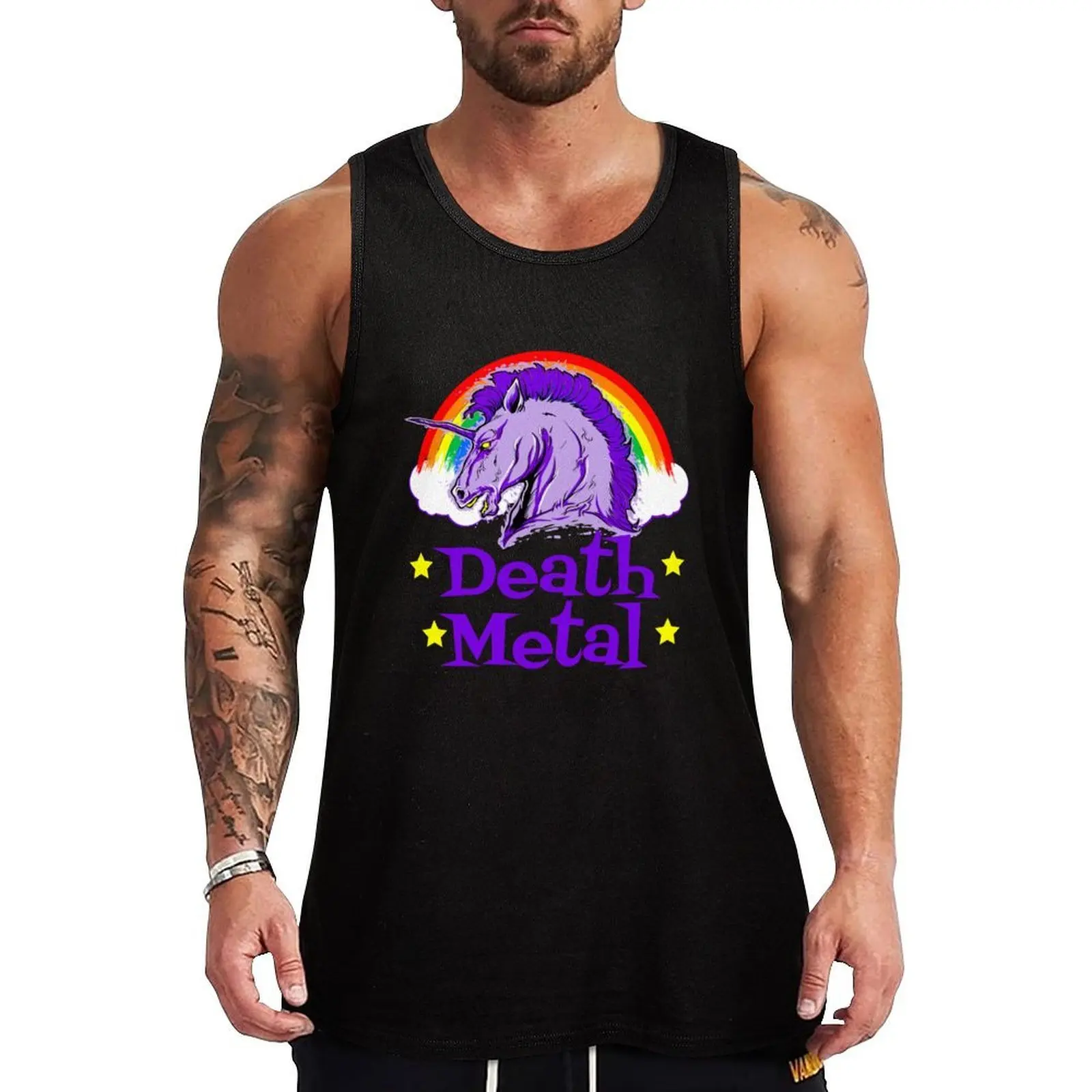 Unicorn Death Metal Tank Top Soft Cotton Tank Top Regular Fit Basic Undershirt