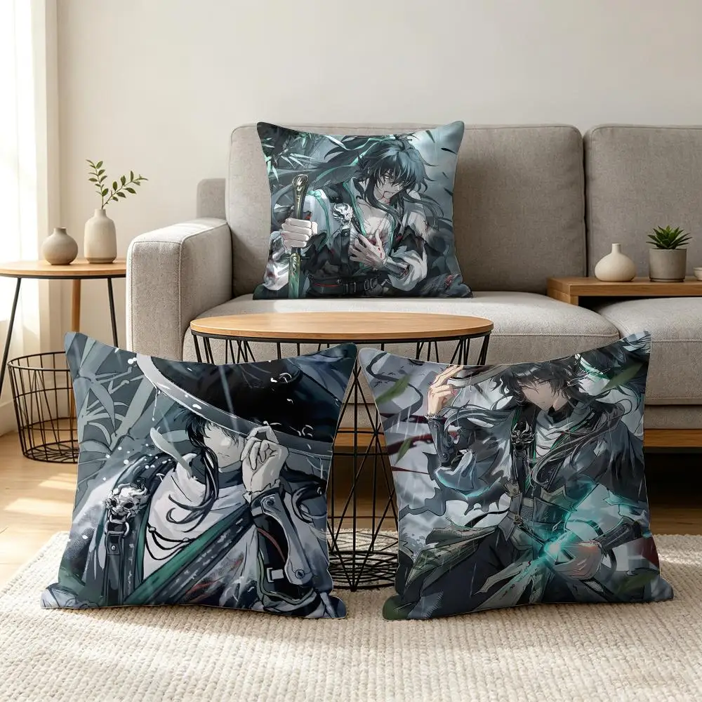 Qiuyuan Wuthering Waves Cushion Cover Soft Short Plush Pillow Cover Smooth Cozy Texture Aesthetic Cushion Case Home Decor