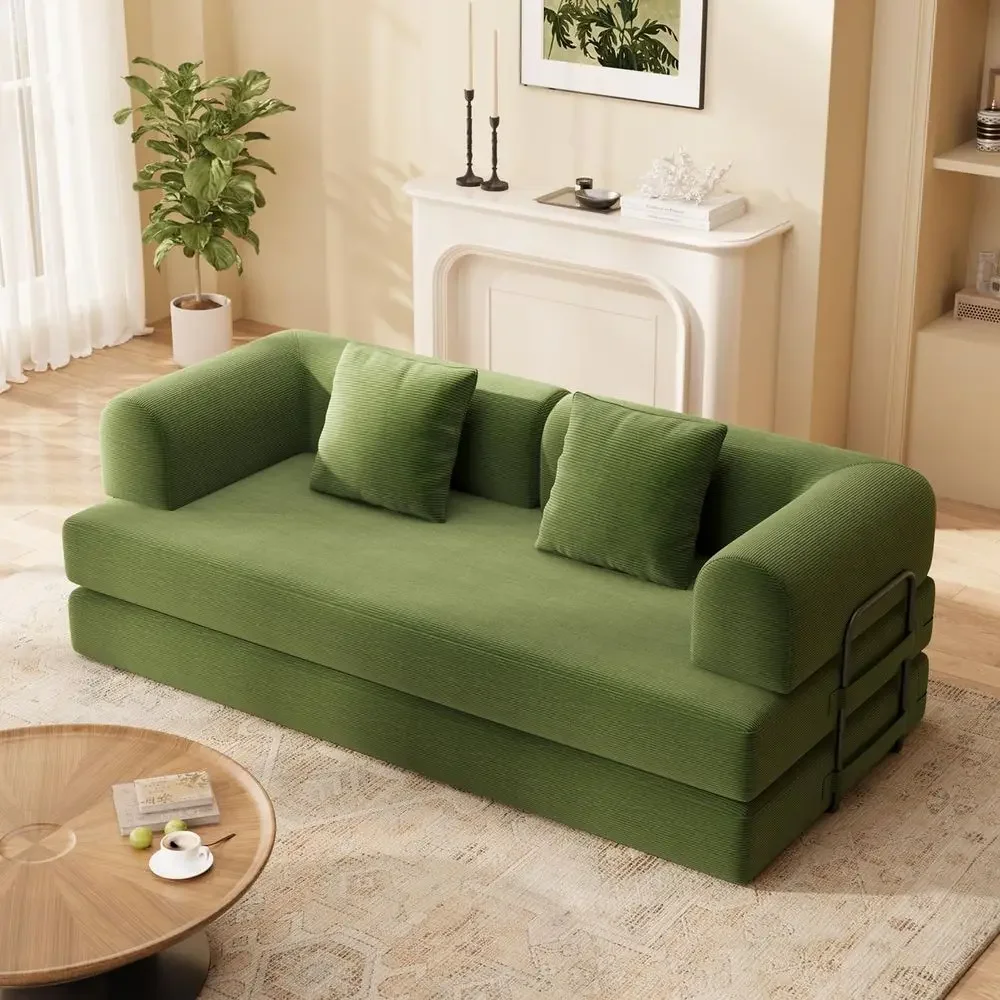 78.8'' 5-in-1 Convertible Sofa Bed with Removable Armrests, Includes 2 Pillows, Comfortable for Living Room, No Assembly Needed,