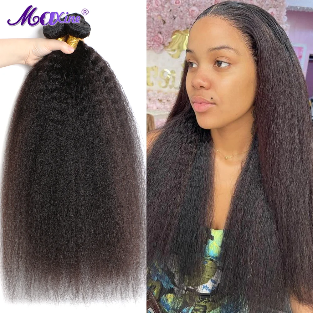 

30 32 Inch Indian Raw Unprocessed 100% Human Hair Kinky Straight Bundles Human Hair Yaki Straight Double Weft Bulk Braiding Hair