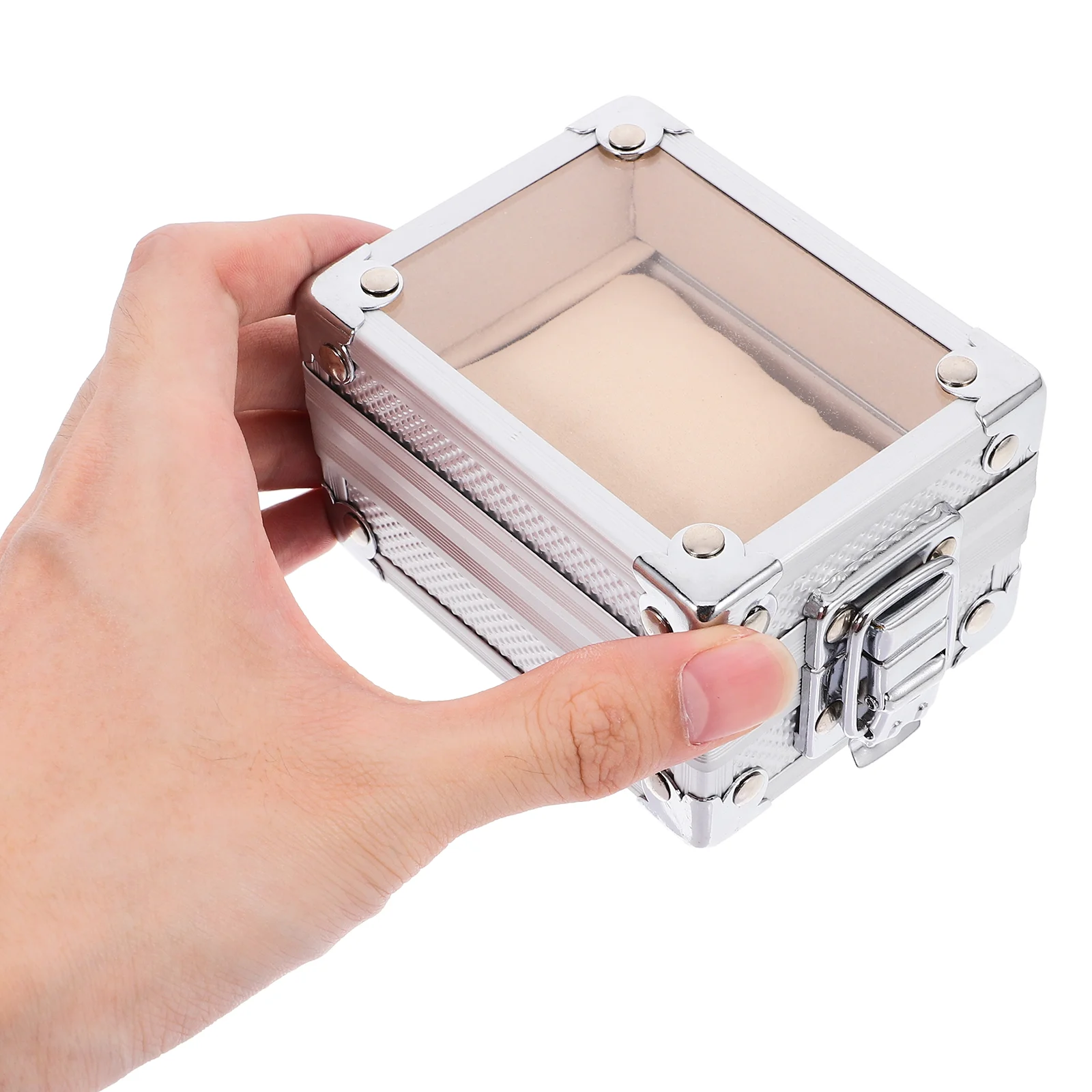 Aluminum Watch Container Box with Lock Watch Storage Silver Case watch shaker watch winder alloy watch winder