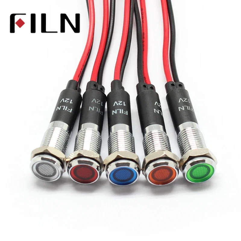 8mm 12v 24V 110V 220V Fém ledes Hajókalauz Ablaktábla Gondolatjel Jeladás Csengőtábla Előzetes értesítés ligh 20cm Kábel Króm Abszolvál autó Csónak Tengerészet