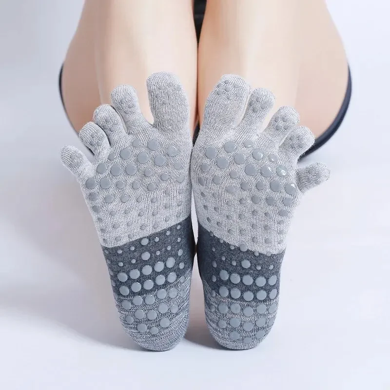 Ladies Breathable Yoga Socks Five Finger Non-Slip Silicone Pilates Gym Socks for Women Backless Fitness Ballet Dance Cotton image 4