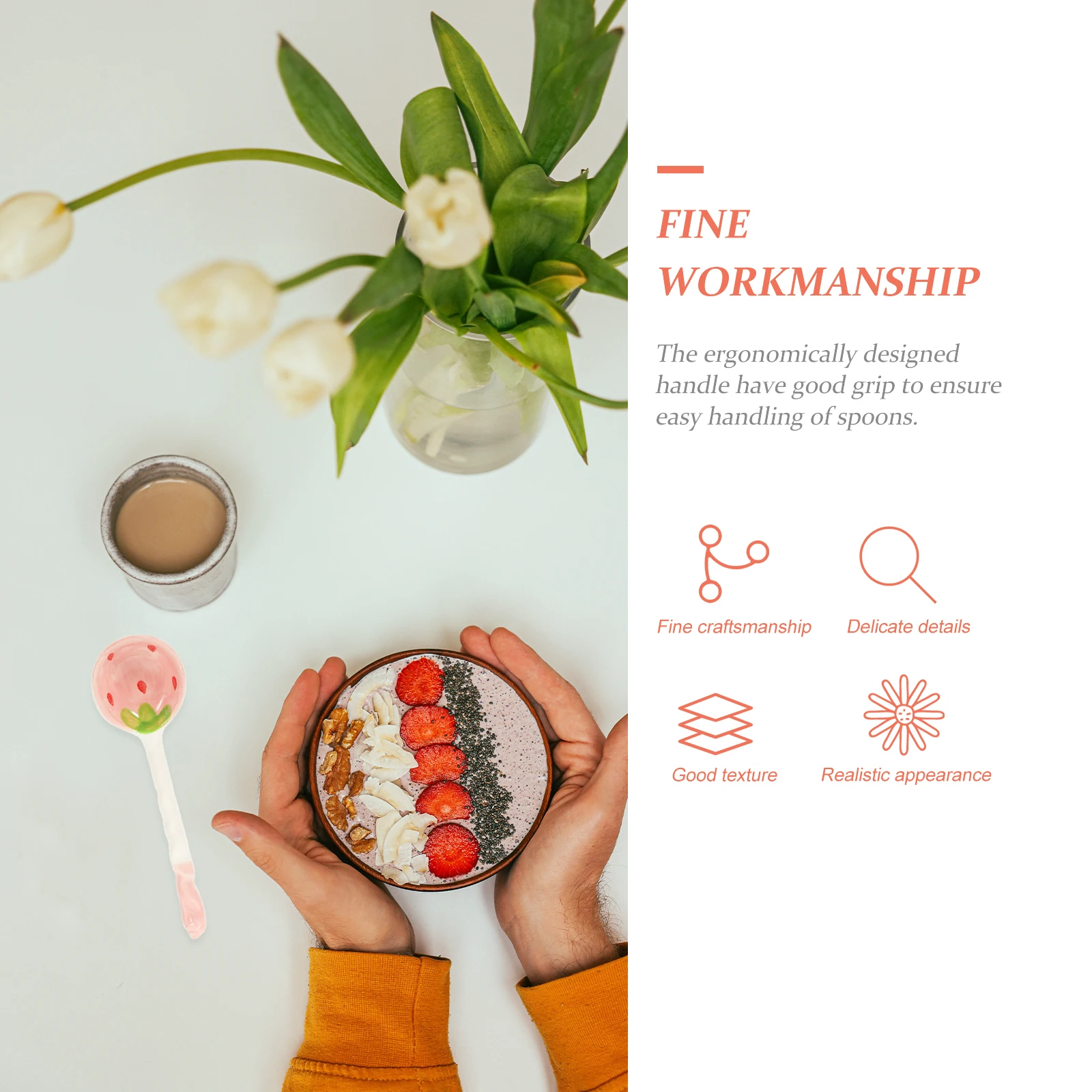 

2Pcs Exquisite Cartoon Fruit Spoons Ergonomically Designed for Use Spoons Home Restaurant Spoon