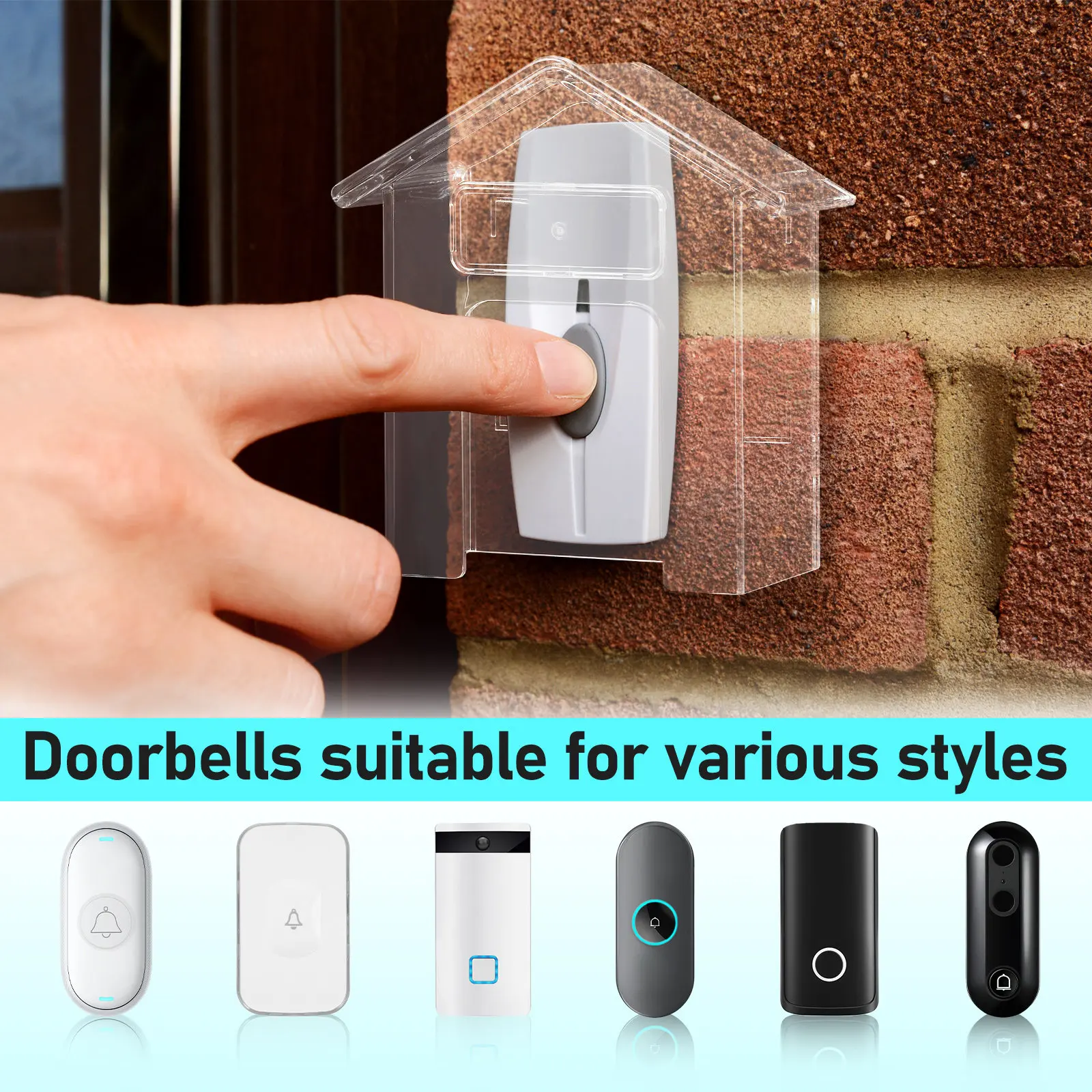 Transparent Waterproof Doorbell Cover Plastic for Home Office Apartment Outdoor Use Weatherproof Doorbell Protector