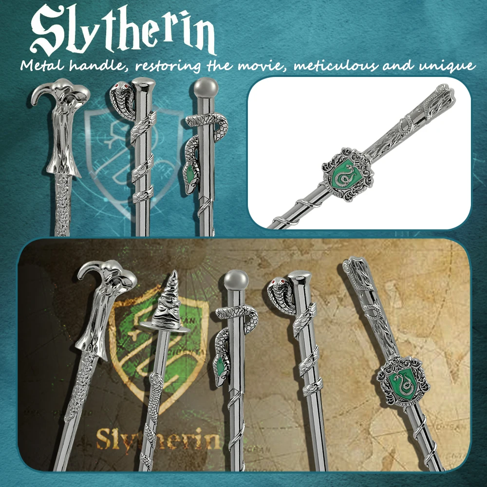 5 peças conjunto de pincéis de maquiagem Harry Potter Slytherin College Snake College pincel de metal exclusivo, adequado para presentes de admissão