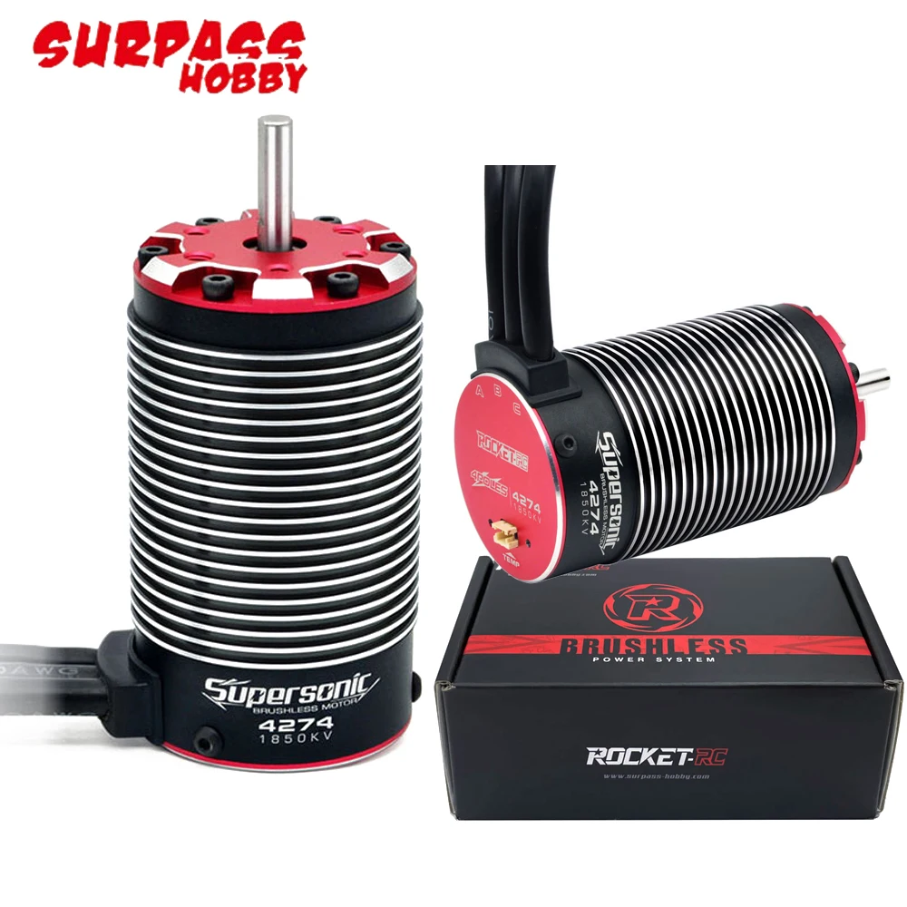 Surpass Hobby Rocket Supersonic 4268 / 4274 4-Pole Waterproof Brushless Motor For 1/8 1/7 Rc Car Truck Off Road Buggy Wltoys HSP