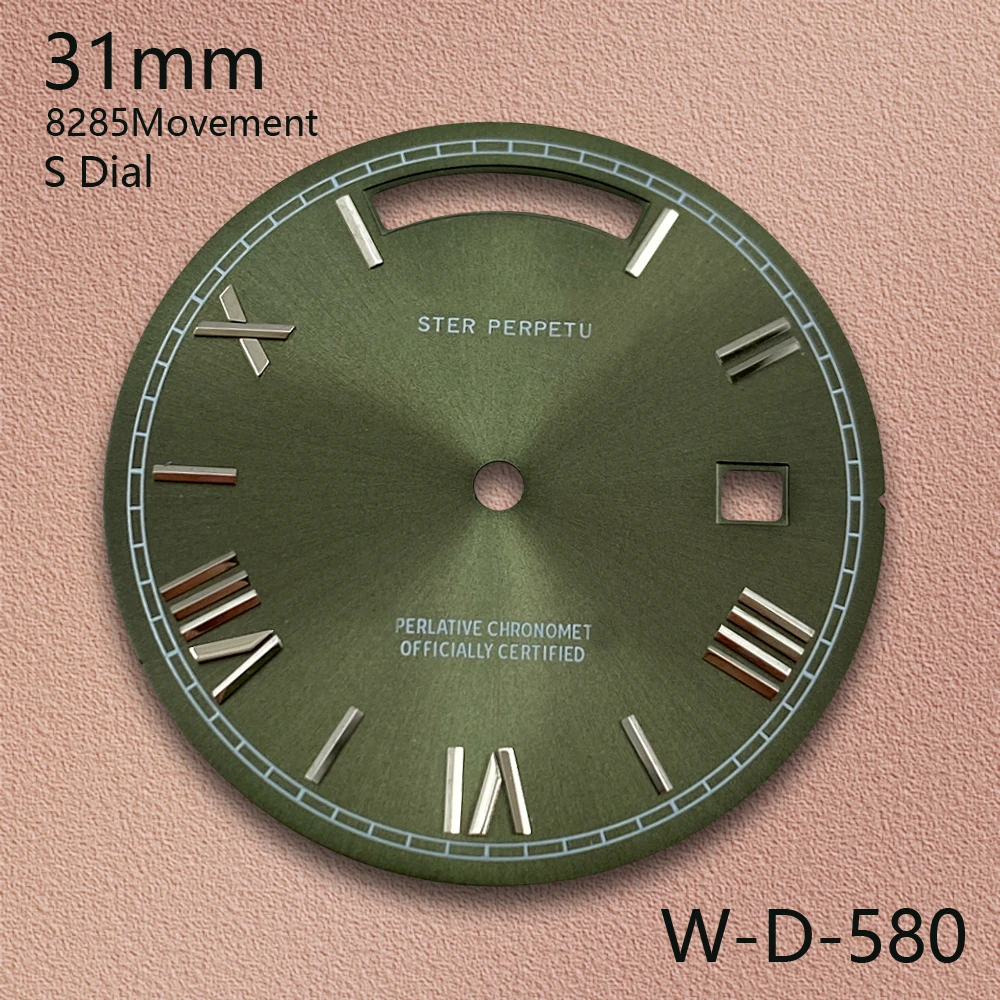 31mm Day And Date Roman Numerals S Dial Fit 8285 Movement Sunray High-Quality Dial Watch Modification Accessories