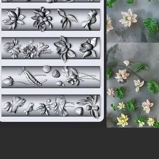 Blumen Serie 3D gebogene Nagelform Maiglöckchen Lotusblume Diy hohe transparente Nagelvorlagen Nagelform Kunst Dekor