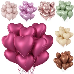 10Pcs Love Heart Shape Foil Balloons18inch Rose Red Pink Heart Balloon Wedding Valentines Day Anniversary Girls Party Supplies