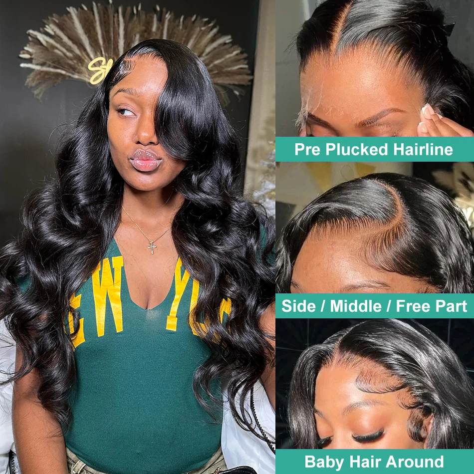 Perruque Lace Front Wig Body Wave Brésilienne 100% Naturelle, Cheveux Humains, Pre-Plucked, Transparente HD, 4tage, 13x4, 13x6, pour Femme