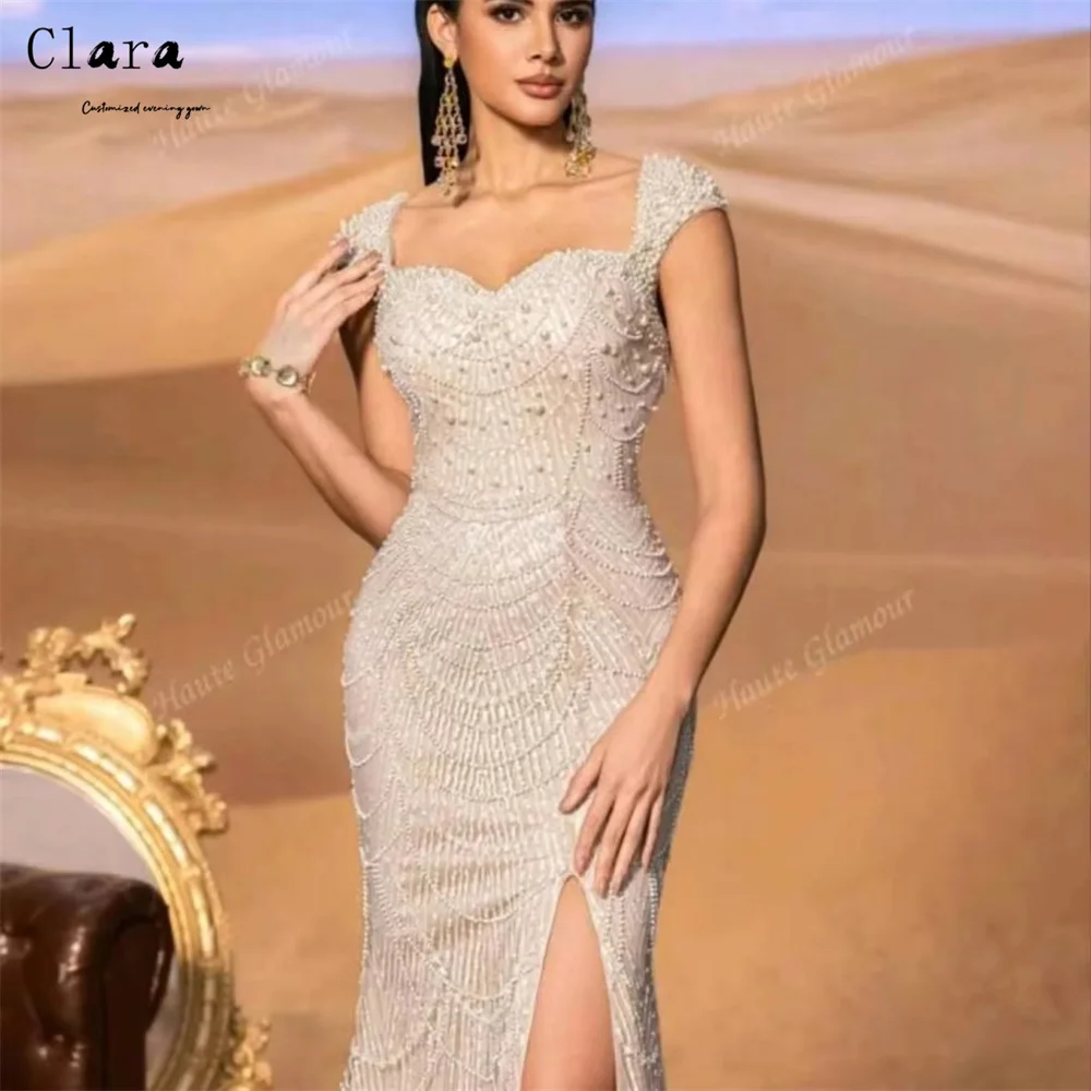 Clara Custom Beaded Side Slit Fishtail Backless Evening Dresses for Luxury Party Women's Evening Dress Cocktail Dresses 2025