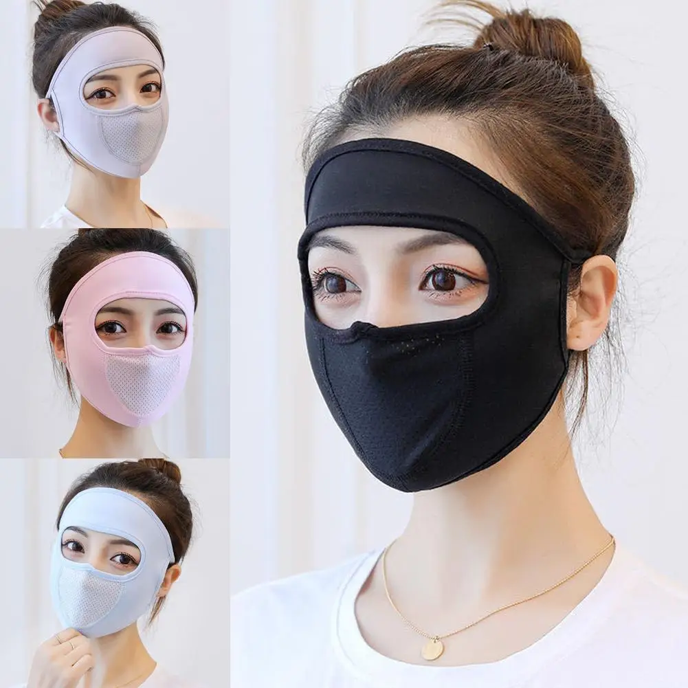 Ice Silk Sunscreen Outdoor Sports Anti-uv Face Cycling Cover Girls Face Ear Breathable Anti-dust Hanging Wom J2v3