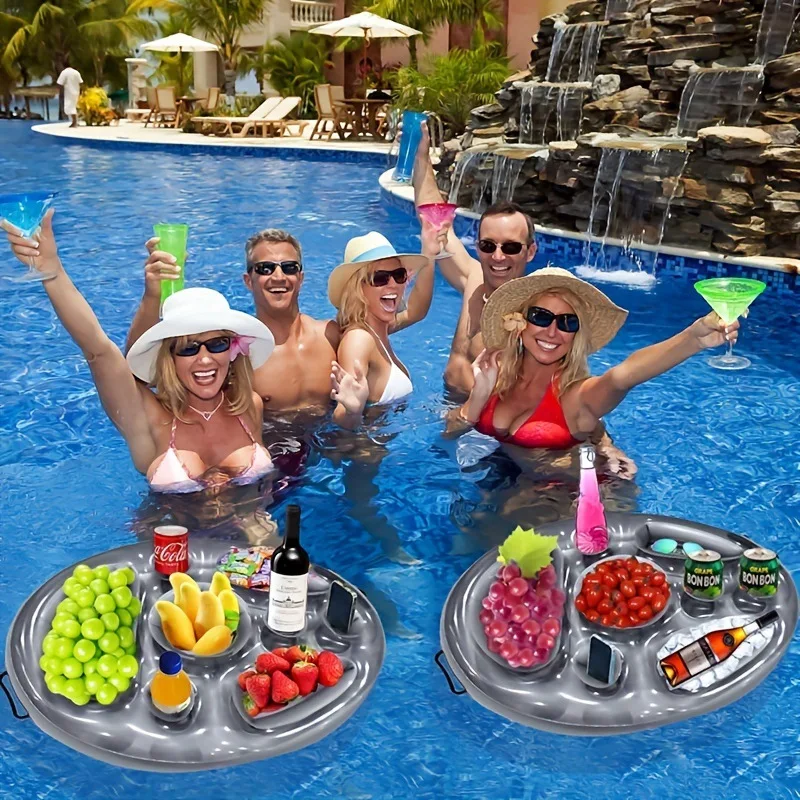 Portabicchieri per secchiello da mare estivo Piscina gonfiabile Spiaggia Nuoto Gioco Festa in famiglia Galleggiante Vassoio per bevande per birra Accessori per giocattoli da tavolo