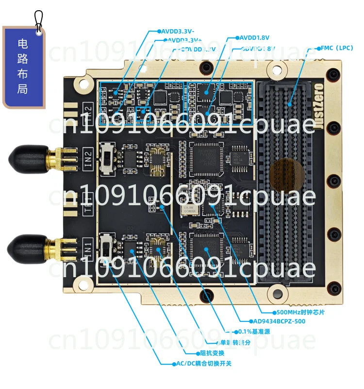 2-Channel High-speed AD500M AD9434AD Acquisition Card AC and DC Switching, High-speed Acquisition