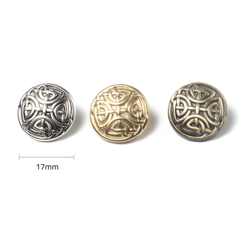 5-30pcs Vintage Metal Sewing Shank Buttons Round Knot Carved Buttons for Coat Cardigan Sweater Sewing Needlework Accessories