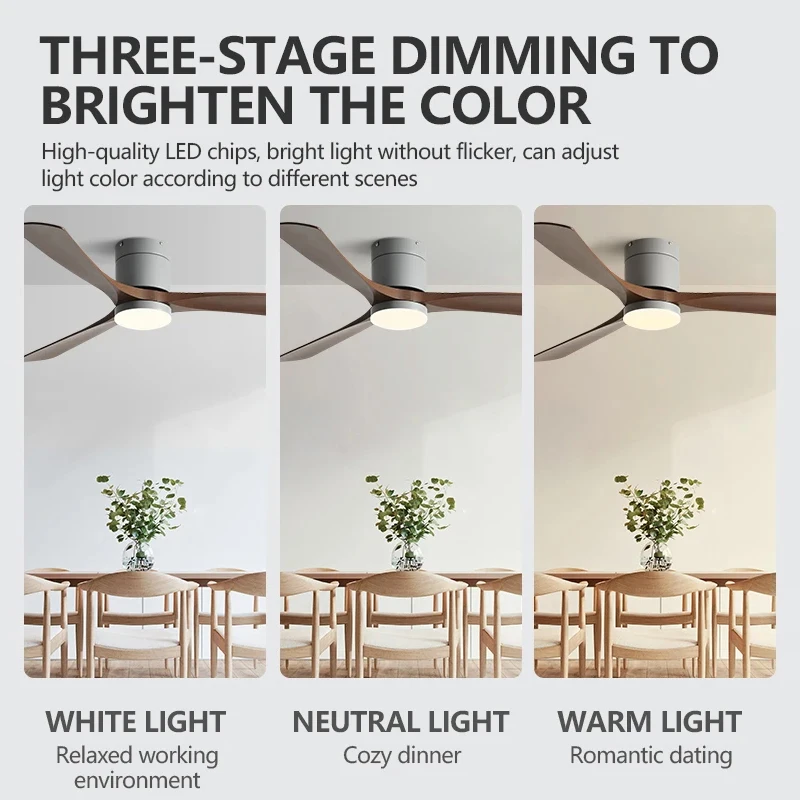 Low Floor Ceiling Fan 38/56 Inch LED Light Supports Remote Control Of Living Room, Dining Room, Bedroom, Study Room, DC Fan