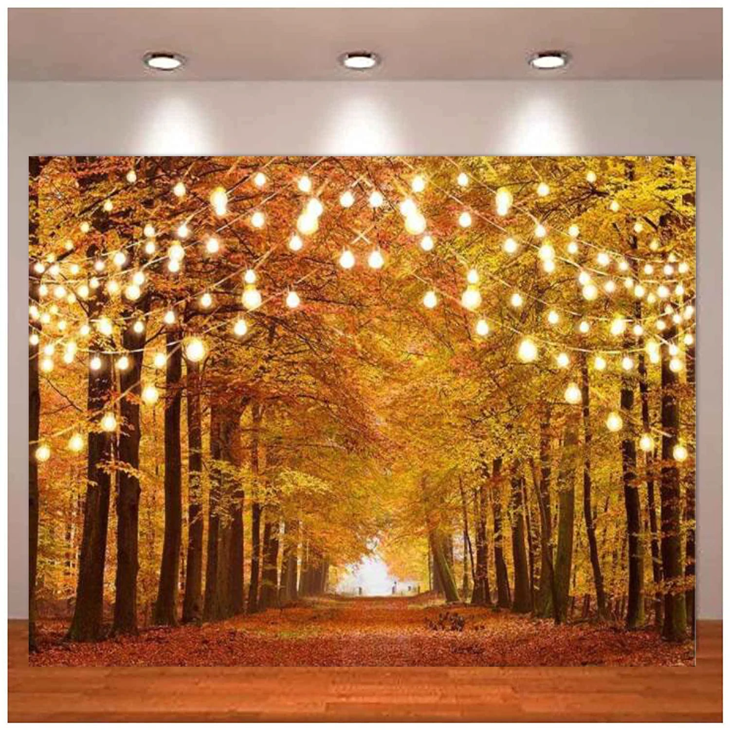 

Glitter Autumn Forest Photography Backdrop Sparkle Natural Scenery Fall Landscape Leaves Party Banner Photo Backgound Decor