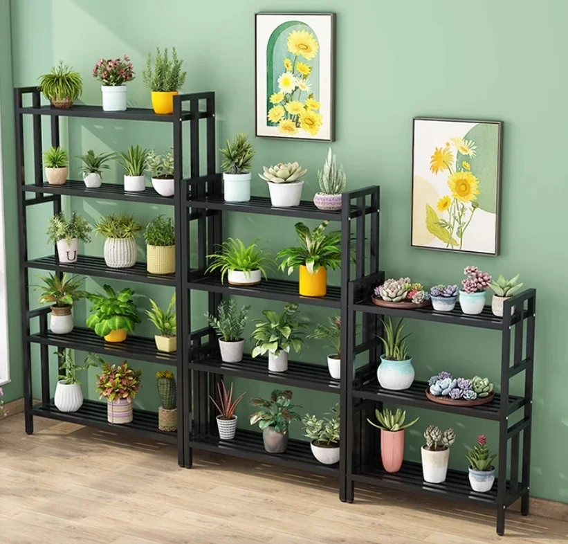 Balcony Floor Standing Multi-layer Flower Pot Rack, Indoor Living Room,  Succulent All Iron Rack