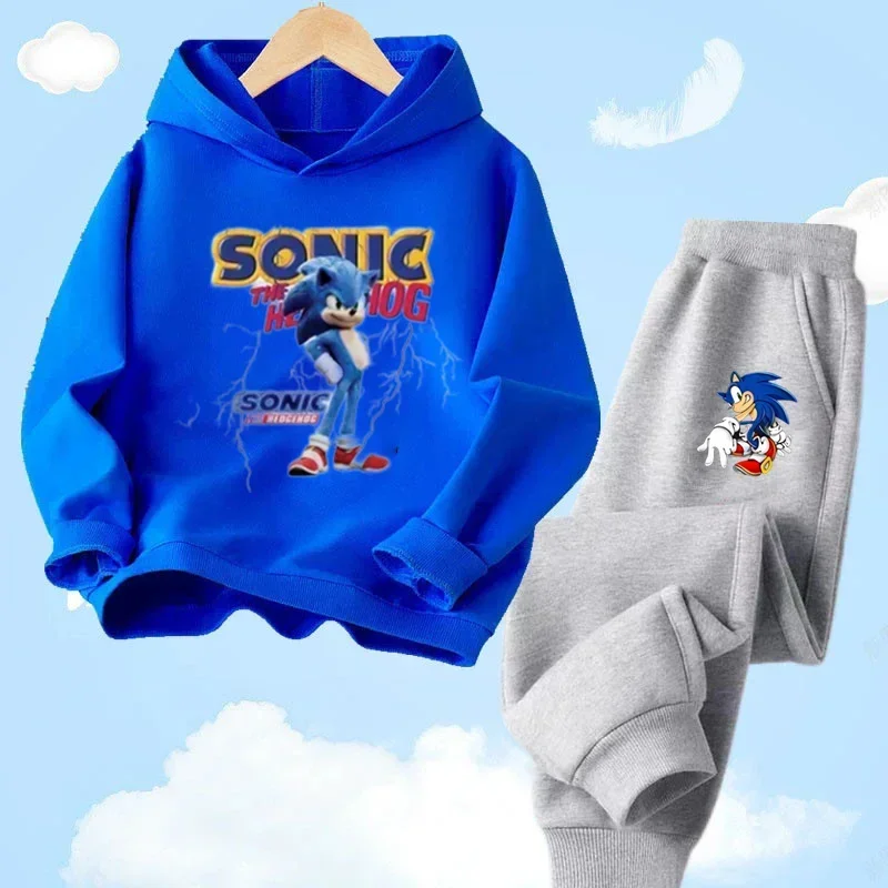 Sonic Tops Hoodie set  Baby Clothes 2 to 12 Year Boy Outerwear 2024 Spring Sweatshirt for Children Girl Clothing Mother Kids