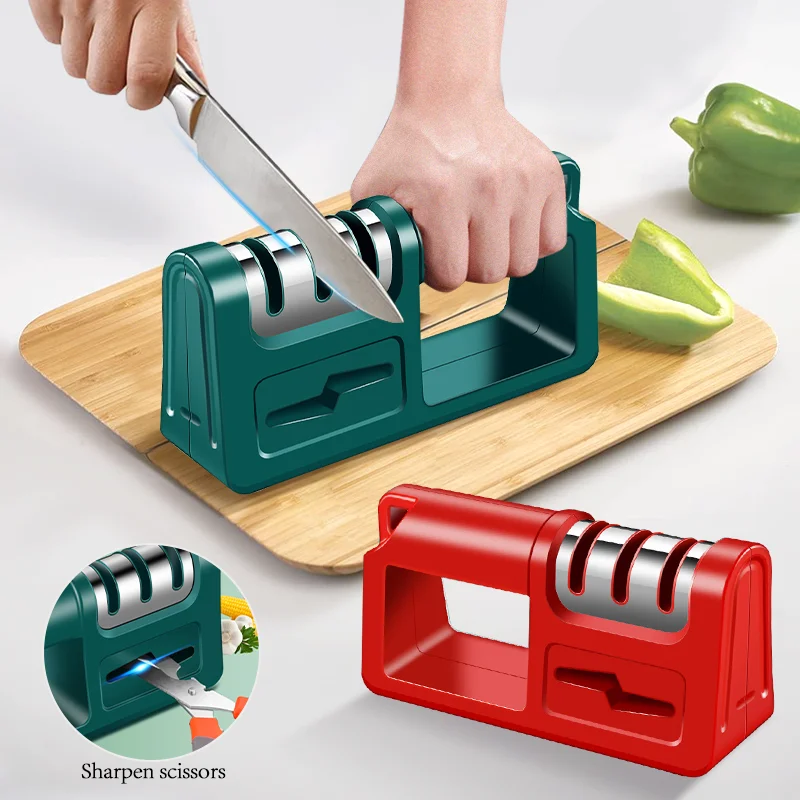 New 4 in 1 Diamond Knife Sharpener Whetstone Multi-functional Manual Quick Sharpening Tool for Kitchen Knives Scissors and Tools