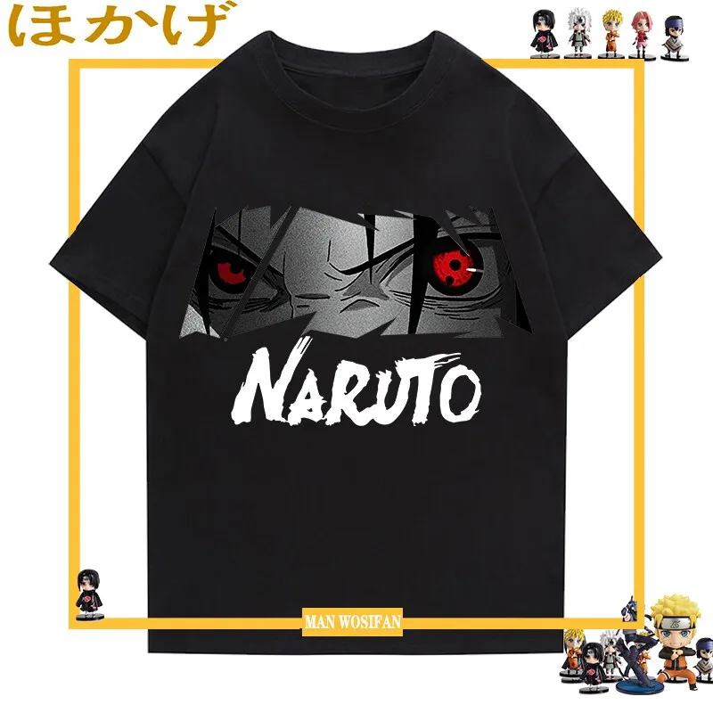 Anime Naruto Cartoon Children's T-shirt 100% Cotton Cartoon Printed Parent-child Outfit Summer Casual Fashion Short Sleeve