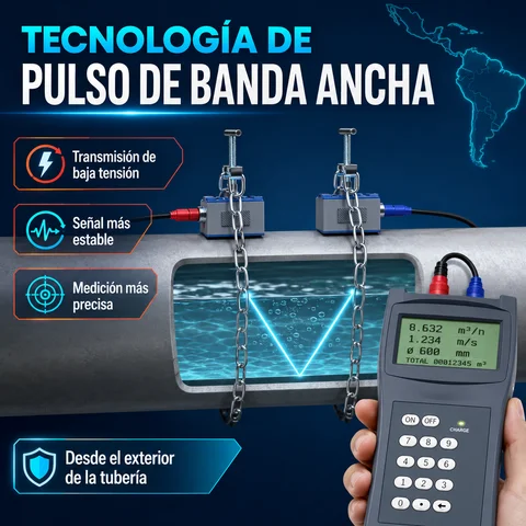 Portable Ultrasonic Flowmeter Clamp-On Handheld Ultrasonic Flow Meter Tds-100H for Water and Liquids Non-Invasive Measurement for Hvac, Ice Water and Circulation, Non-Stop Flow Diagnosis and Verification