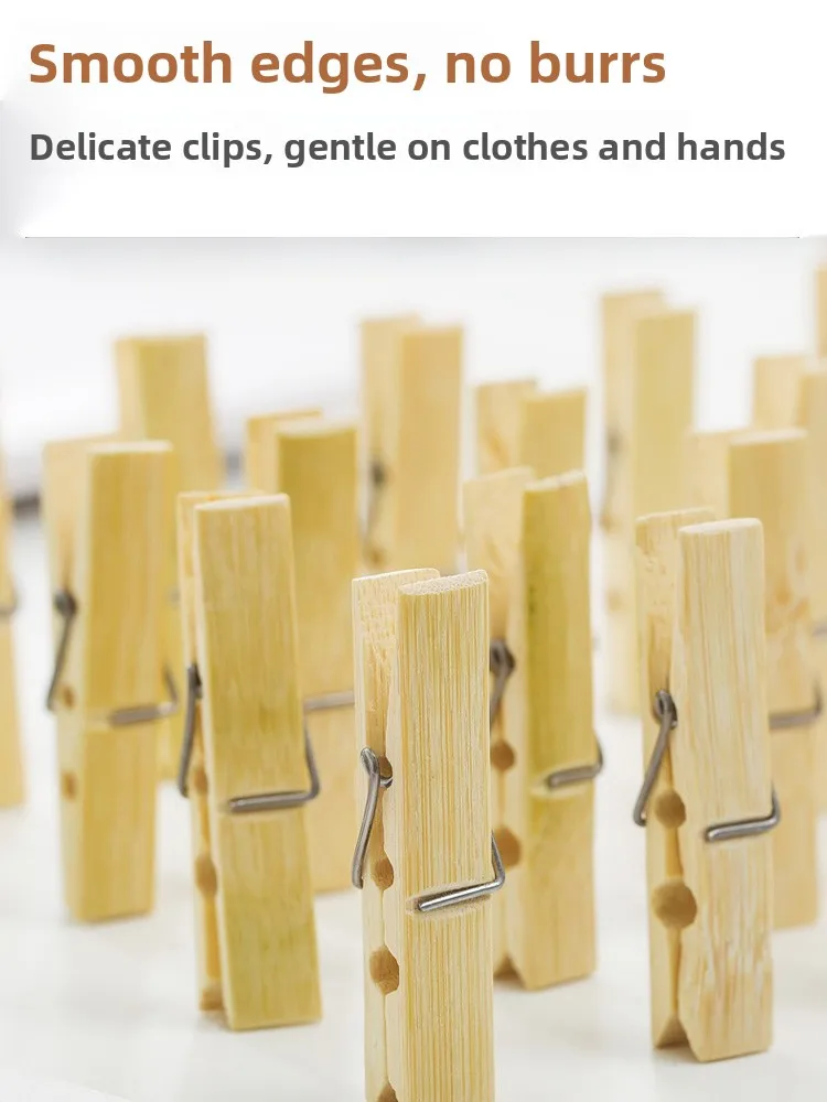 

Strong Bamboo Clothesline Clips for Drng Clothes And Sos Home Use Windproof Fixed Clips Kitchen Food Sealing Clips