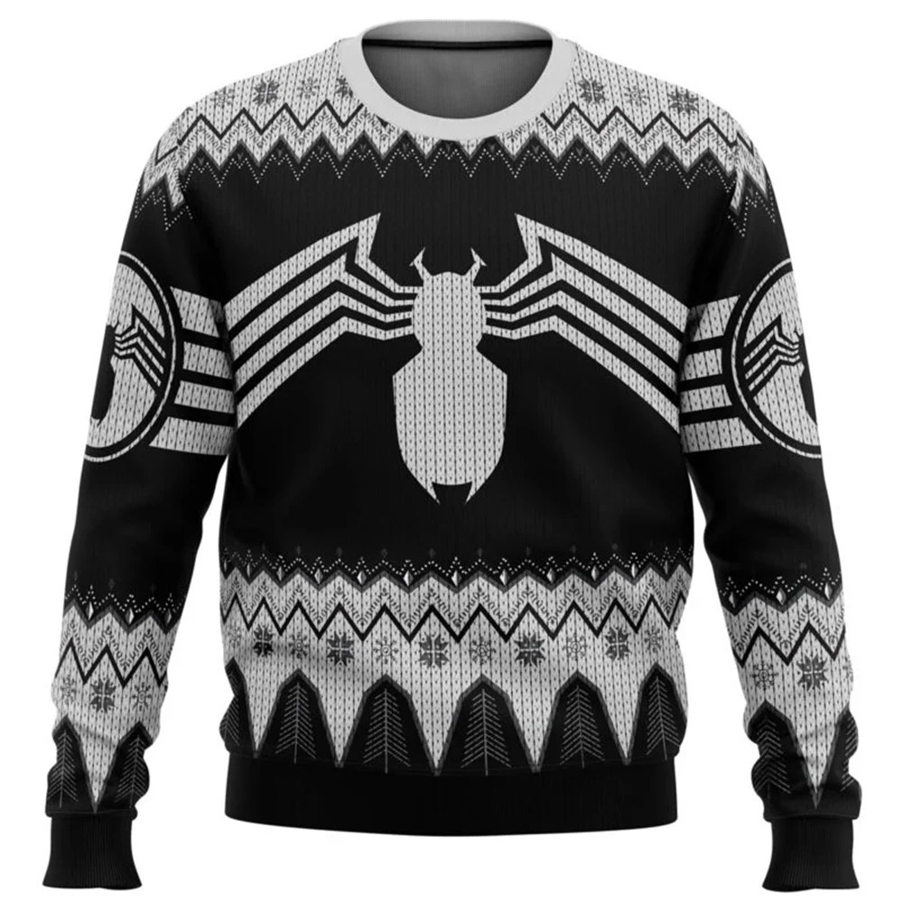 

Black Villain Hero Ugly Christmas Sweater Men Women Pullover Round Neck Long Sleeve Top Christmas Clothing 2025 New Sweatshirt