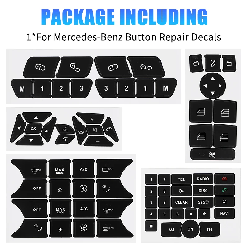 1 Set Button Repair Decals Sticker For Mercedes Benz C-Class W204 S204 C204 Facelift SLK-Class R172 E-Class W212 Coupe C207