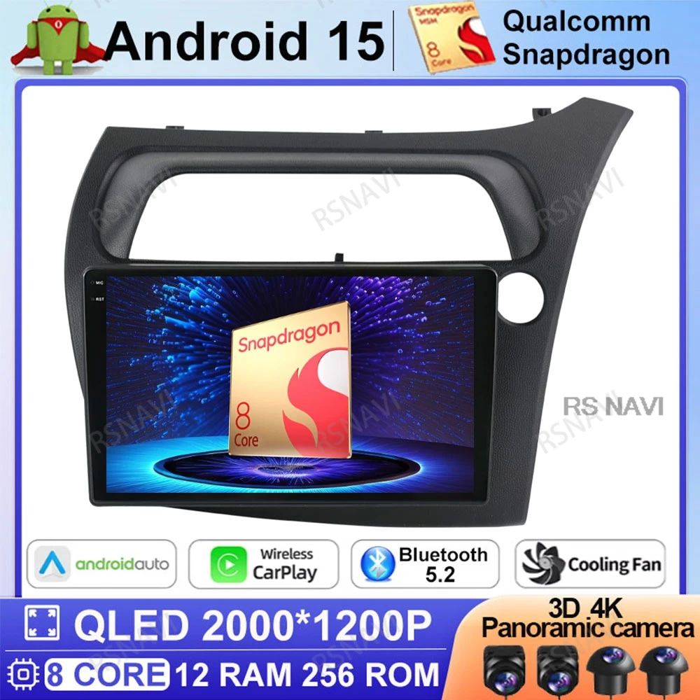 

Android 15 Car Radio For Honda Civic Hatchback 2006 - 2011 Multimedia GPS DSP Qualcomm Stereo Viedo Player 4G LTE Head Unit AUTO