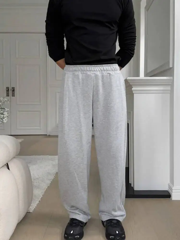 

Новые простые мужские спортивные штаны, однотонные прямые широкие повседневные брюки с эластичной резинкой на талии, мужские брюки, осень 2023 г.