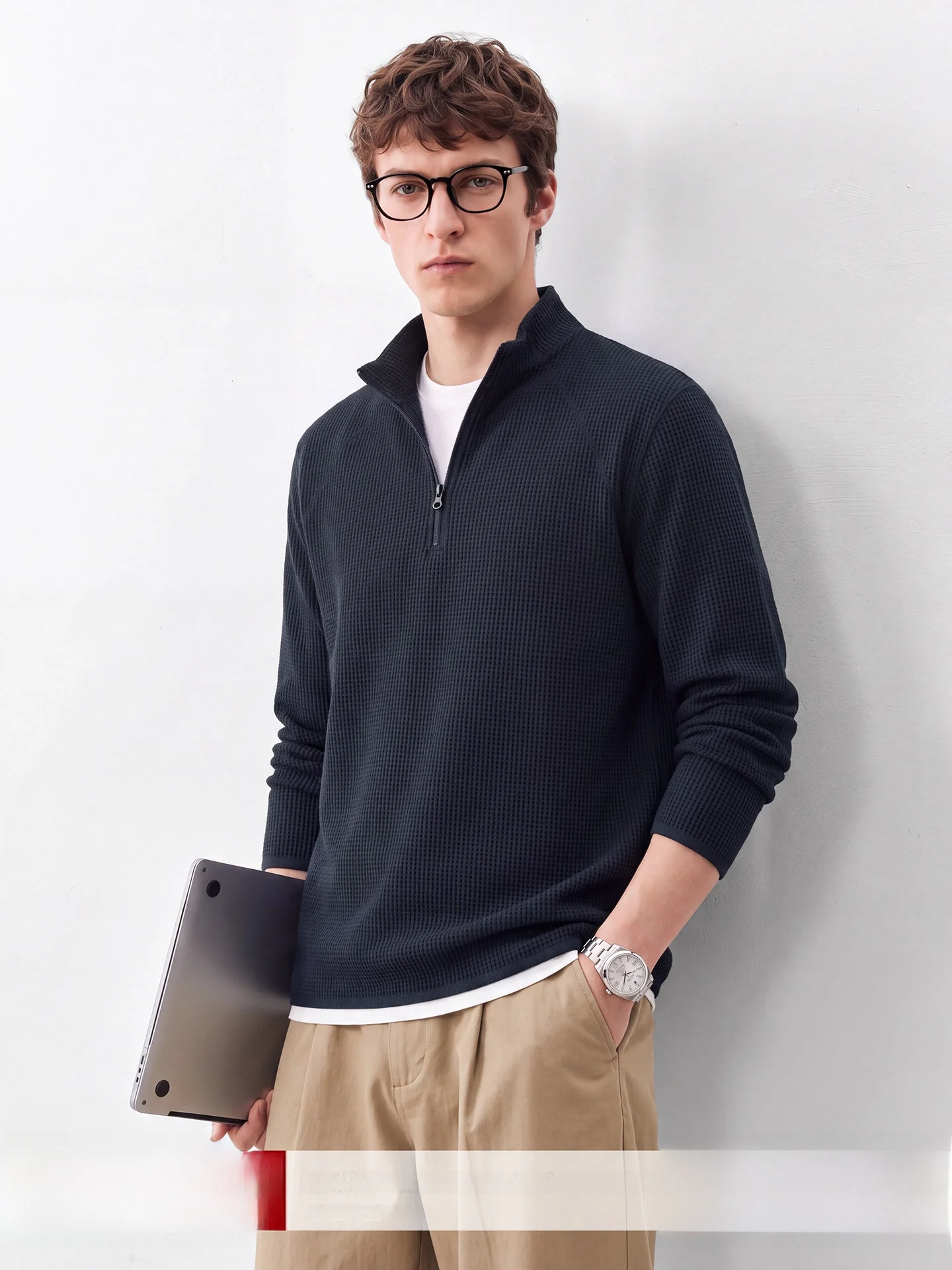 Men's Casual Knitted Sweater Coat Simple Commute Jacket Zipper Straight Tube Polyester Fabric Fashion Urban Style Spring Autumn