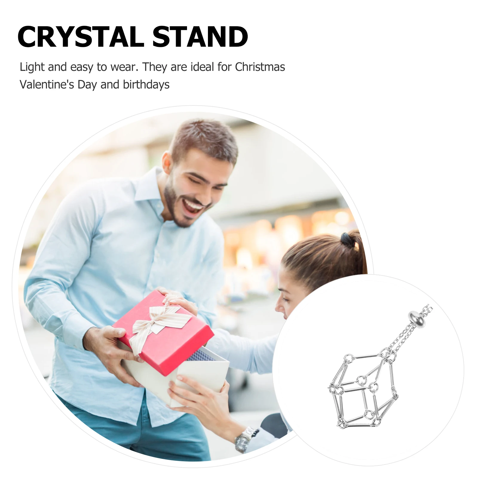 

Crystal Pendant Metal Stone Necklace Holder Adjustable Jewelry Rack Cage Cyrstal Rope Miss