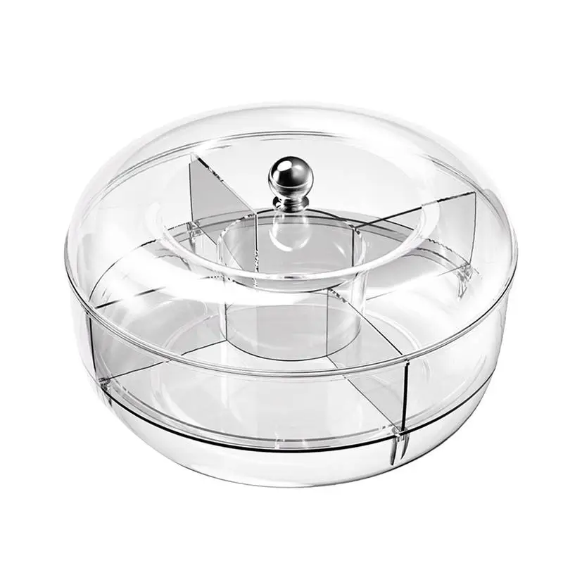 

Rotating Snack Tray Fruit Plate Snack Box Clear Divided Serving Tray Snack Spinner Fruit Trays Multifunctional Snack Box