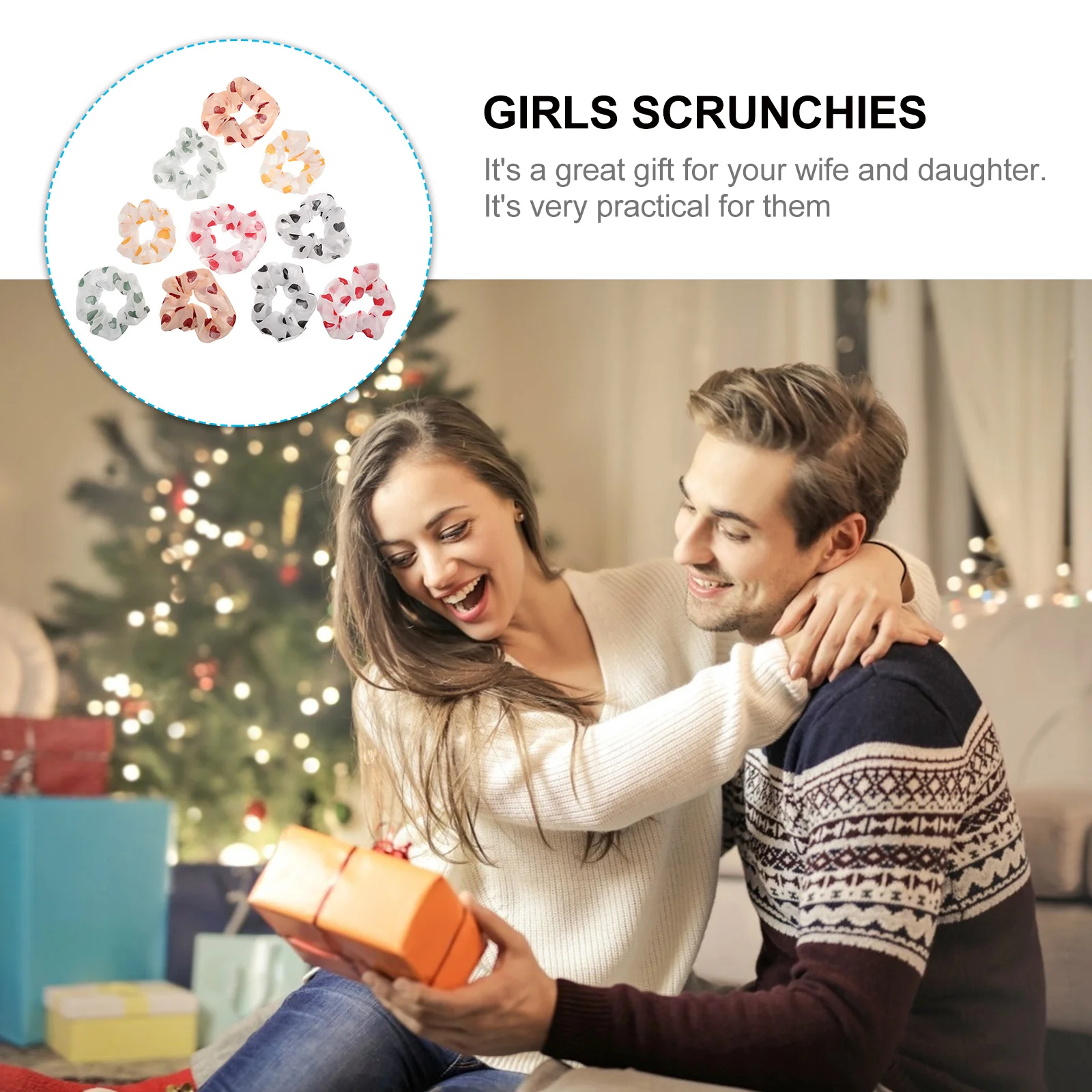 

10Pcs Hairdress Scrunchies Soft Comfortable Head Tie Heart Pattern Easy to Use Remove Softball Scrunchies