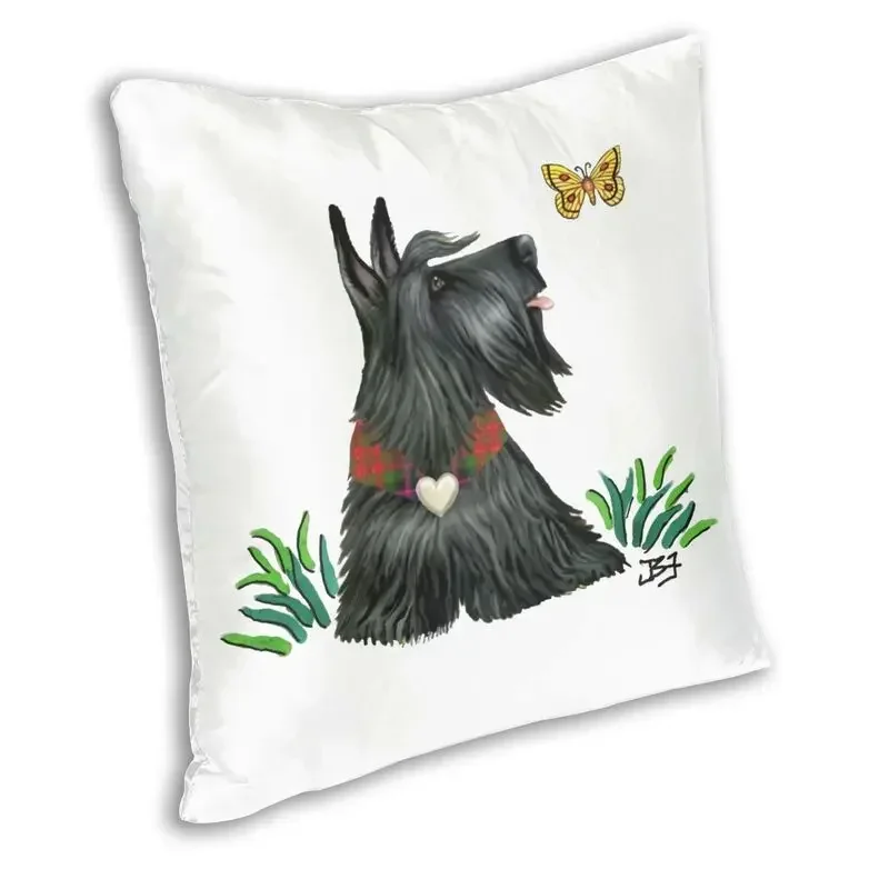 Scottish Terrier Watching A Butterfly Cushion Cover Sofa Home Decorative Scottie Dog Square Throw Pillow Cover 40x40