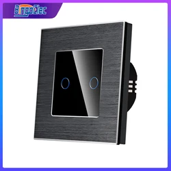 Bingoelec Luxury Wall Touch Sensor Switch EU Standard Led Light Switch 220v,Switch Power,stainless steel panel 86mm*86mm