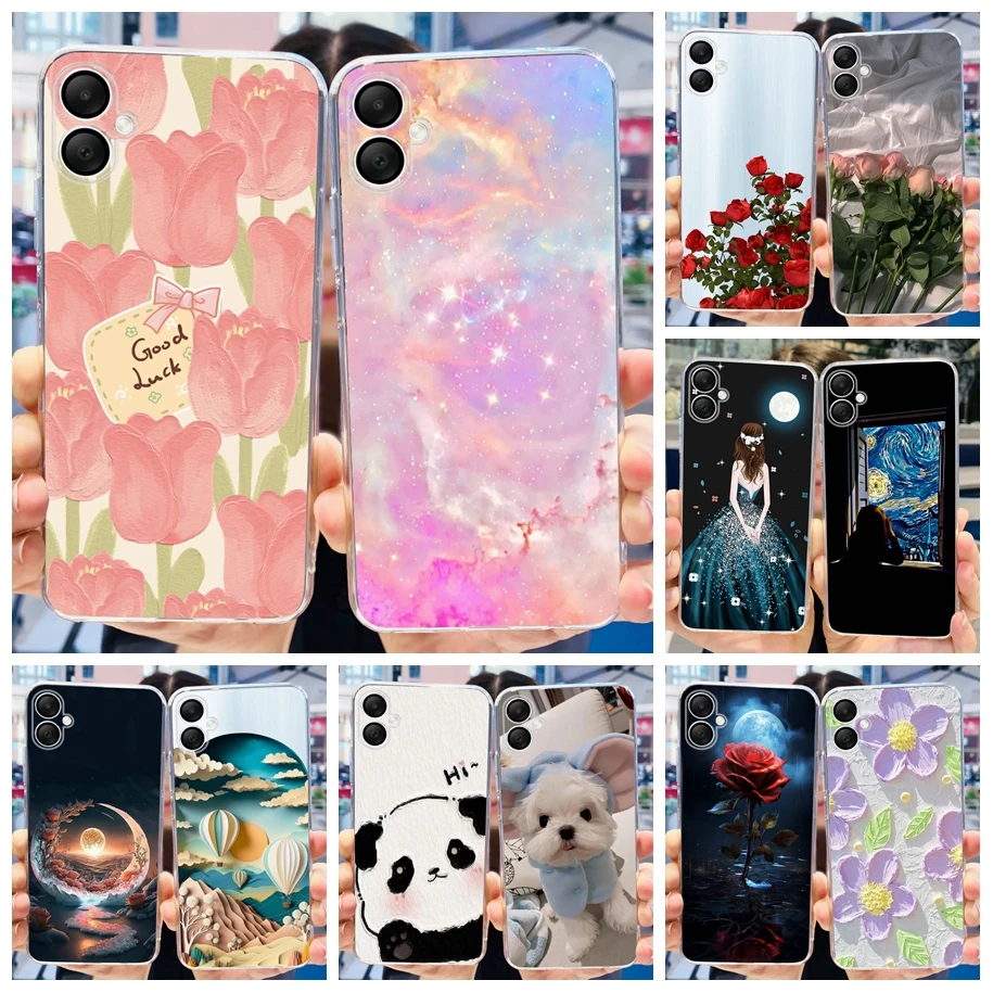 For Samsung A06 2024 Case New Fashion Flower Soft Slim Clear Silicone Funda Phone Back Cover For Samsung Galaxy A06 A065F Bumper