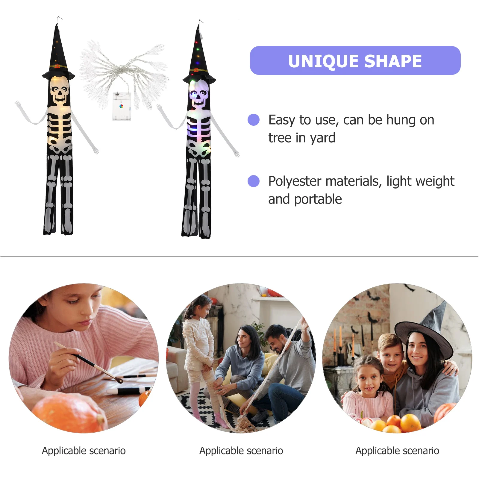 

3Pcs Halloween Windsock Hanging Decorations Outdoor Garden Yard Windsock Decoration Halloween Party Decor