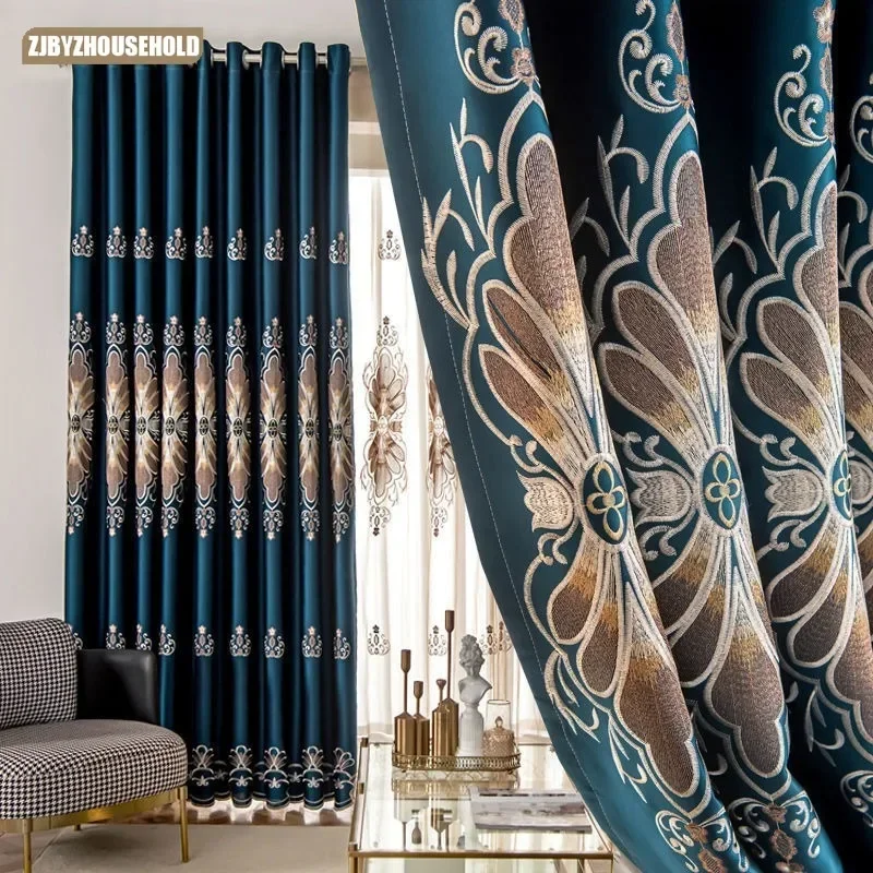 

Curtains for Living Dining Room Bedroom High-end Bedroom Shading Curtains Thickened Shading Embroidered