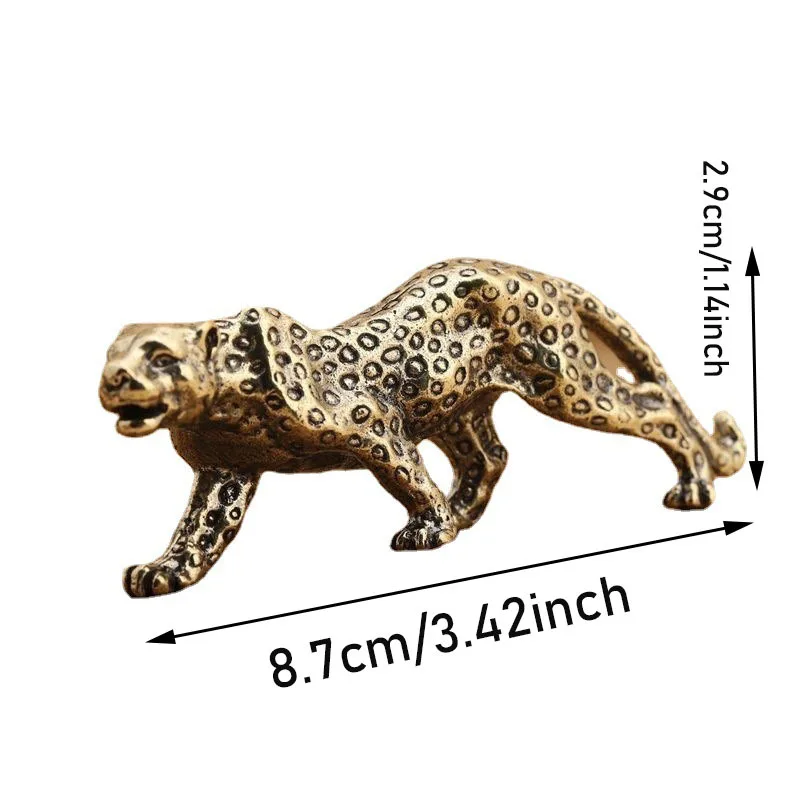 Retro Brass Money Leopard Figurine Office Desktop Decor Antique Copper Piece Pocket Play Collectible view 3